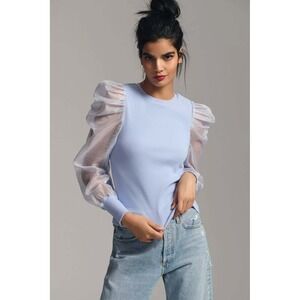 Anthropologie Dolan Left Coast Collection Ribbed Knit Puff Sleeve Top Medium